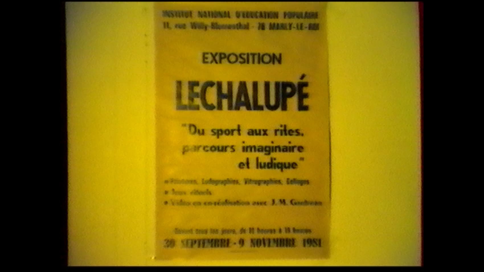 Exposition « Du sport aux rites », I.N.E.P., Marly-le-Roi, 1981 — vue 1