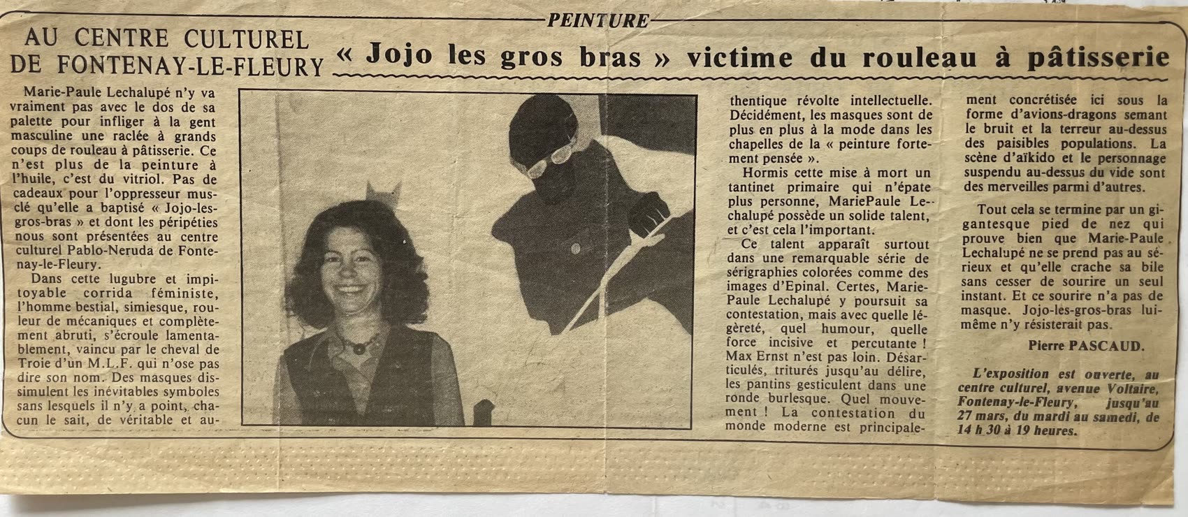 Article de presse, exposition de Fontenay-le-Fleury, 1980